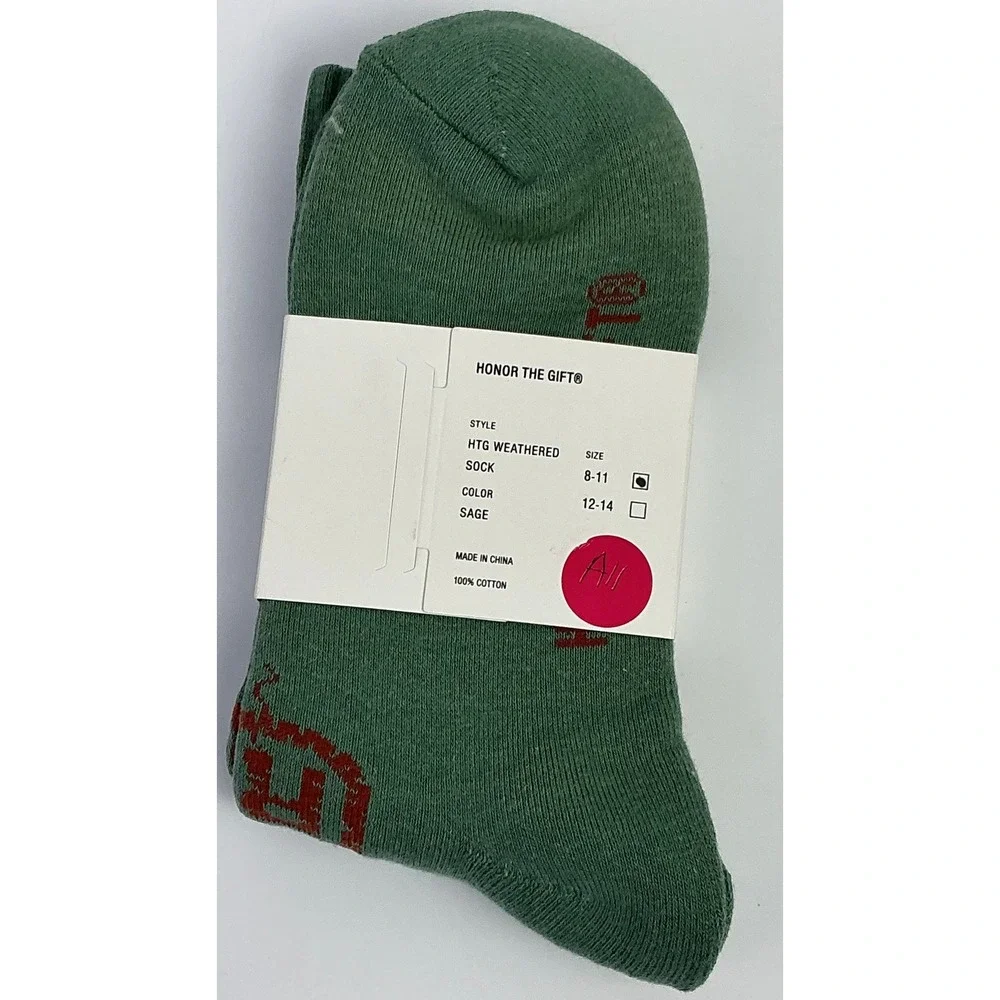 NWT Honor The Gift HTG Weathered‎ Socks Sage Green Size 8–11 Cotton Socks